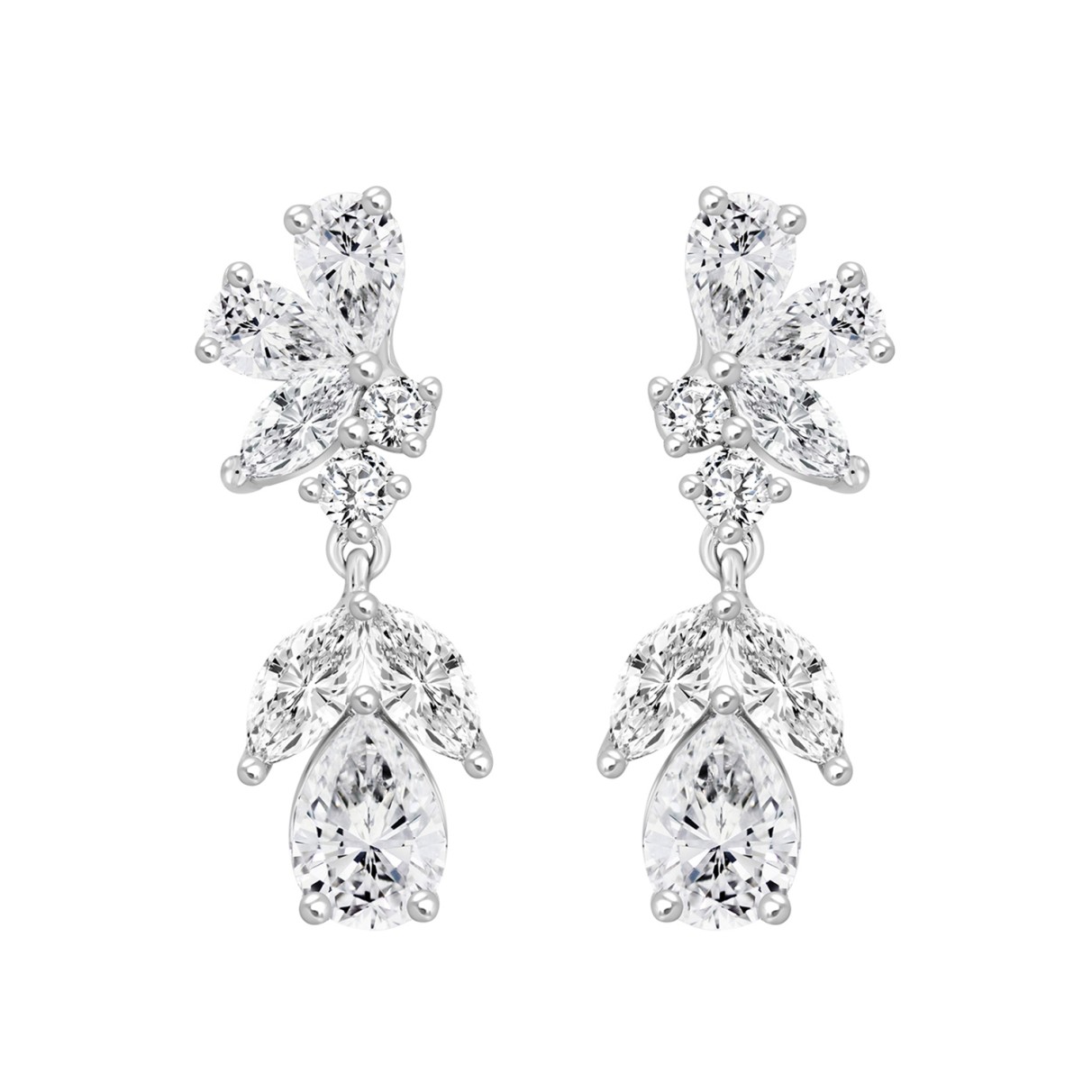 LADIES EARRINGS 4CT ROUND/MARQUISE/PEAR DIAMOND 14...