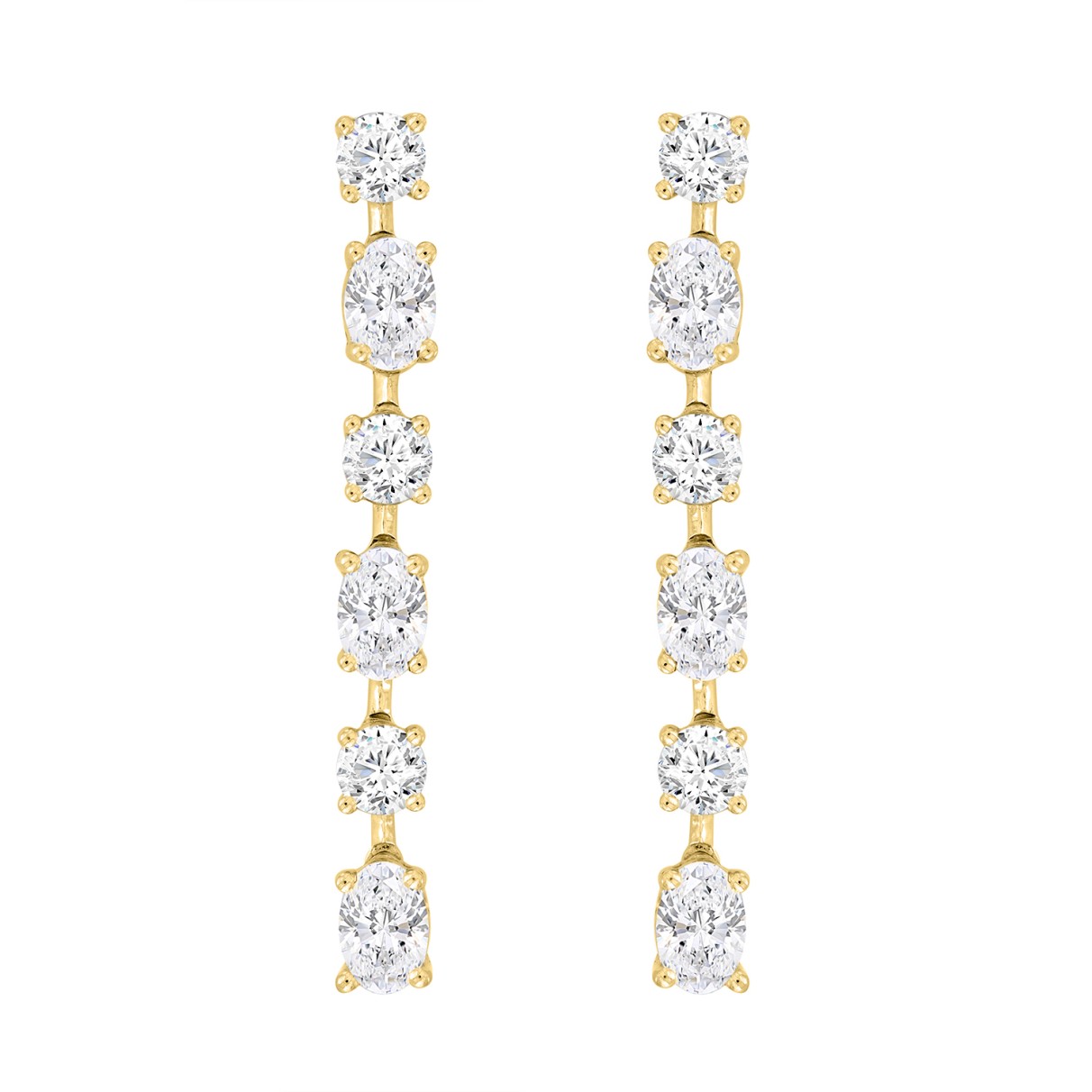 LADIES LINEAR EARRINGS 4 1/2CT OVAL/ROUND DIAMOND ...