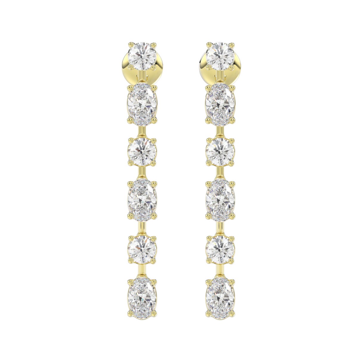 LADIES LINEAR EARRINGS 4 1/2CT OVAL/ROUND DIAMOND ...