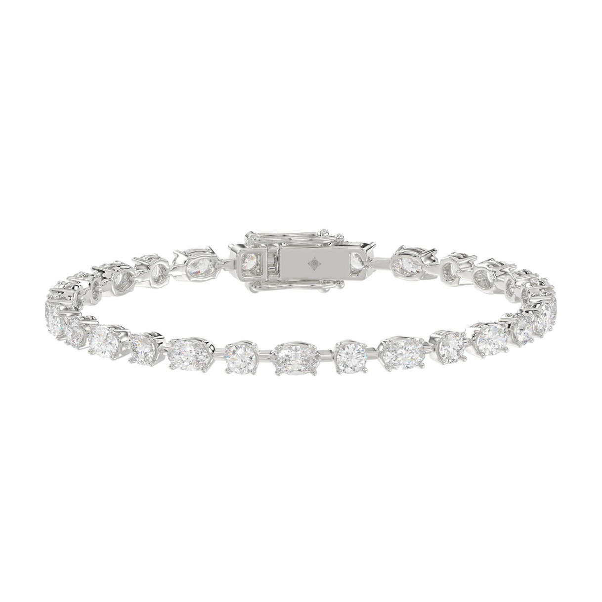 LADIES BRACELET 8 1/2CT ROUND/OVAL DIAMOND 14K WHI...