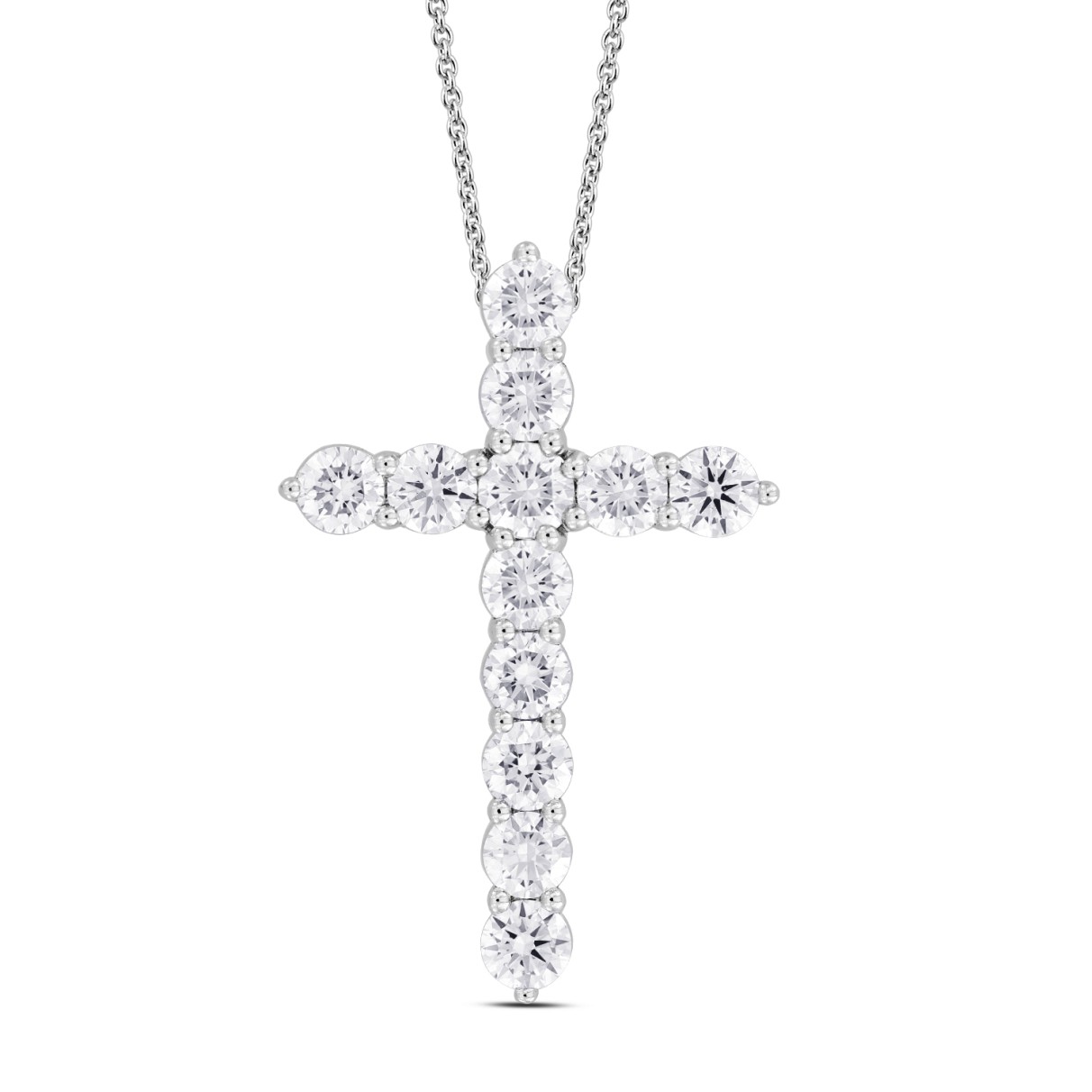 LADIES CROSS PENDANT WITH CHAIN 3CT ROUND DIAMOND ...