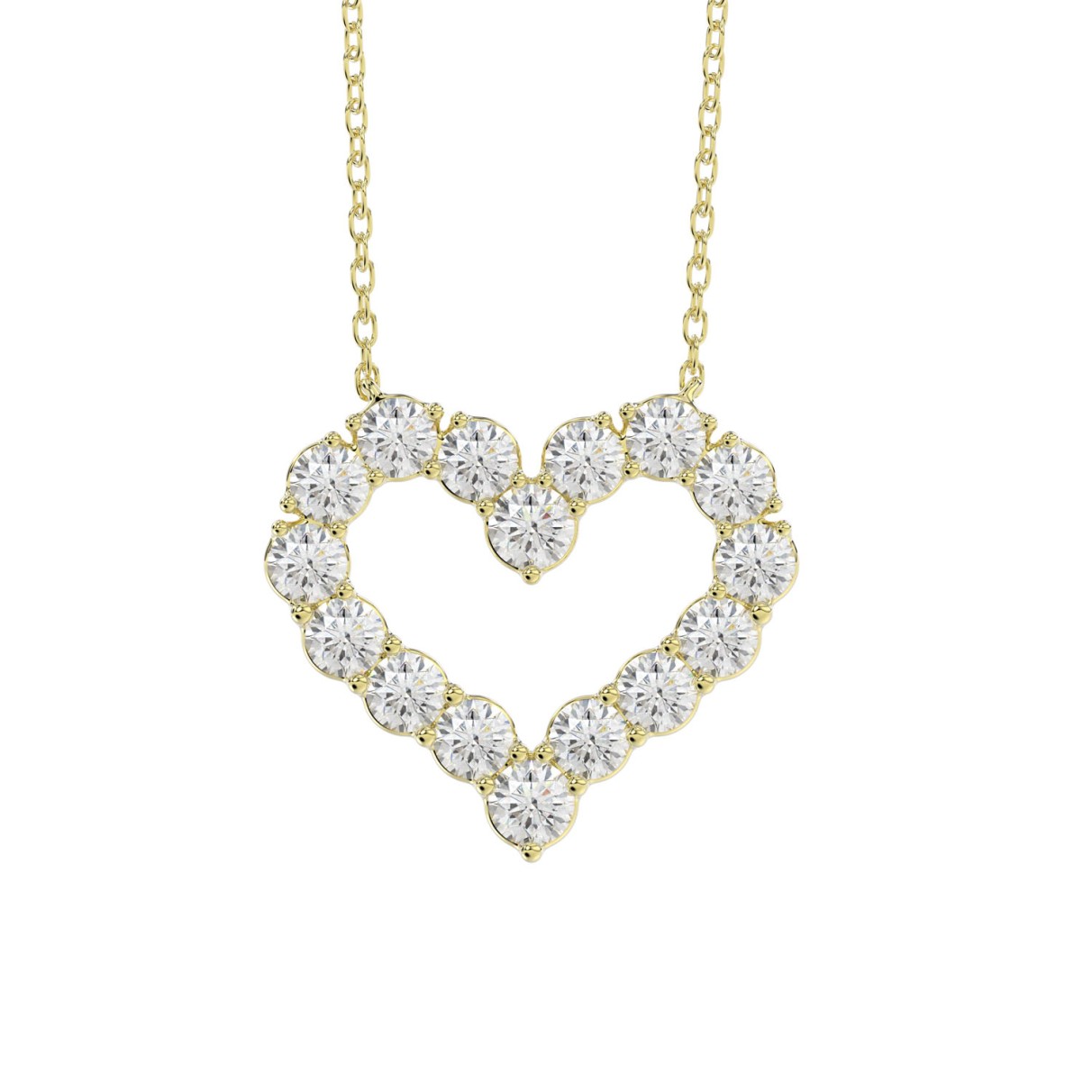 LADIES NECKLACE 3 1/3CT ROUND DIAMOND 14K YELLOW G...