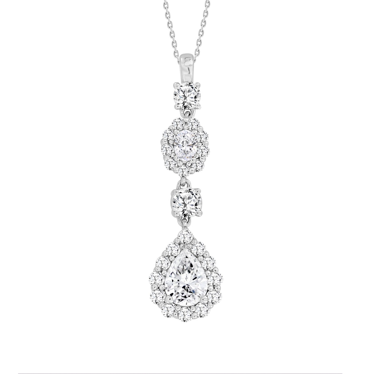 LADIES PENDANT WITH CHAIN 2CT PEAR/ROUND/OVAL DIAM...