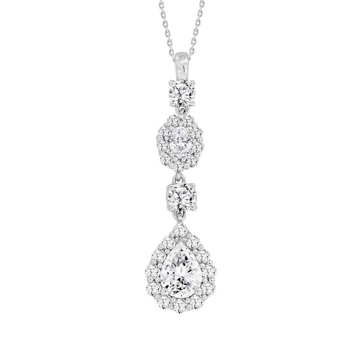 LADIES PENDANT WITH CHAIN 2CT PEAR/ROUND/OVAL DIAM...