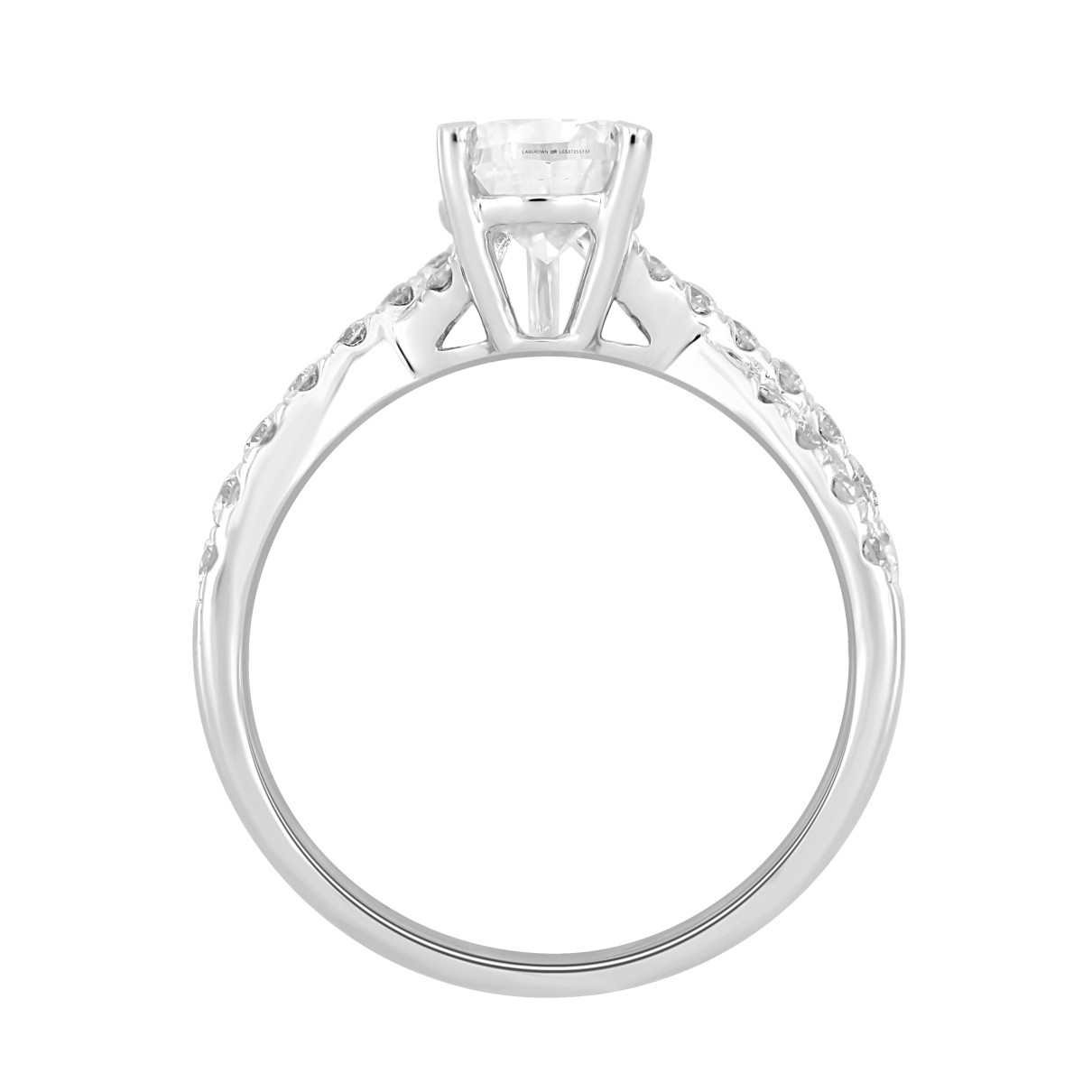 LADIES RING 2CT ROUND/PEAR DIAMOND 14K WHITE GOLD (CENTER STONE PEAR DIAMOND 1 1/2CT )