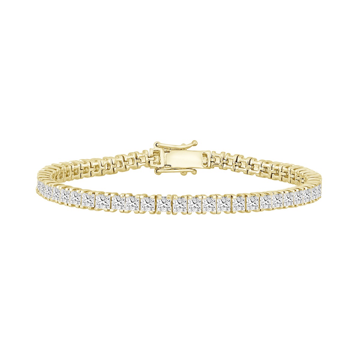 LADIES BRACELET 9CT PRINCESS DIAMOND 14K YELLOW GO...