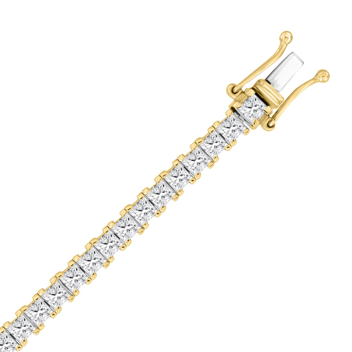 LADIES BRACELET 9CT PRINCESS DIAMOND 14K YELLOW GOLD