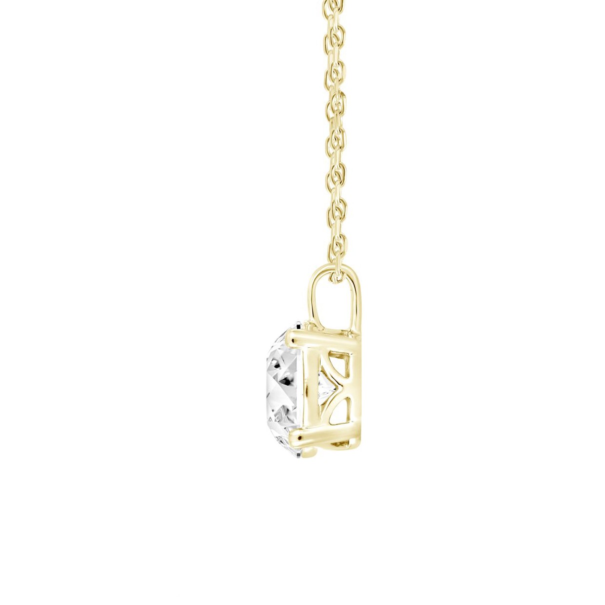 LADIES SOLITAIRE PENDANT WITH CHAIN 1 1/2CT ROUND DIAMOND 14K YELLOW GOLD