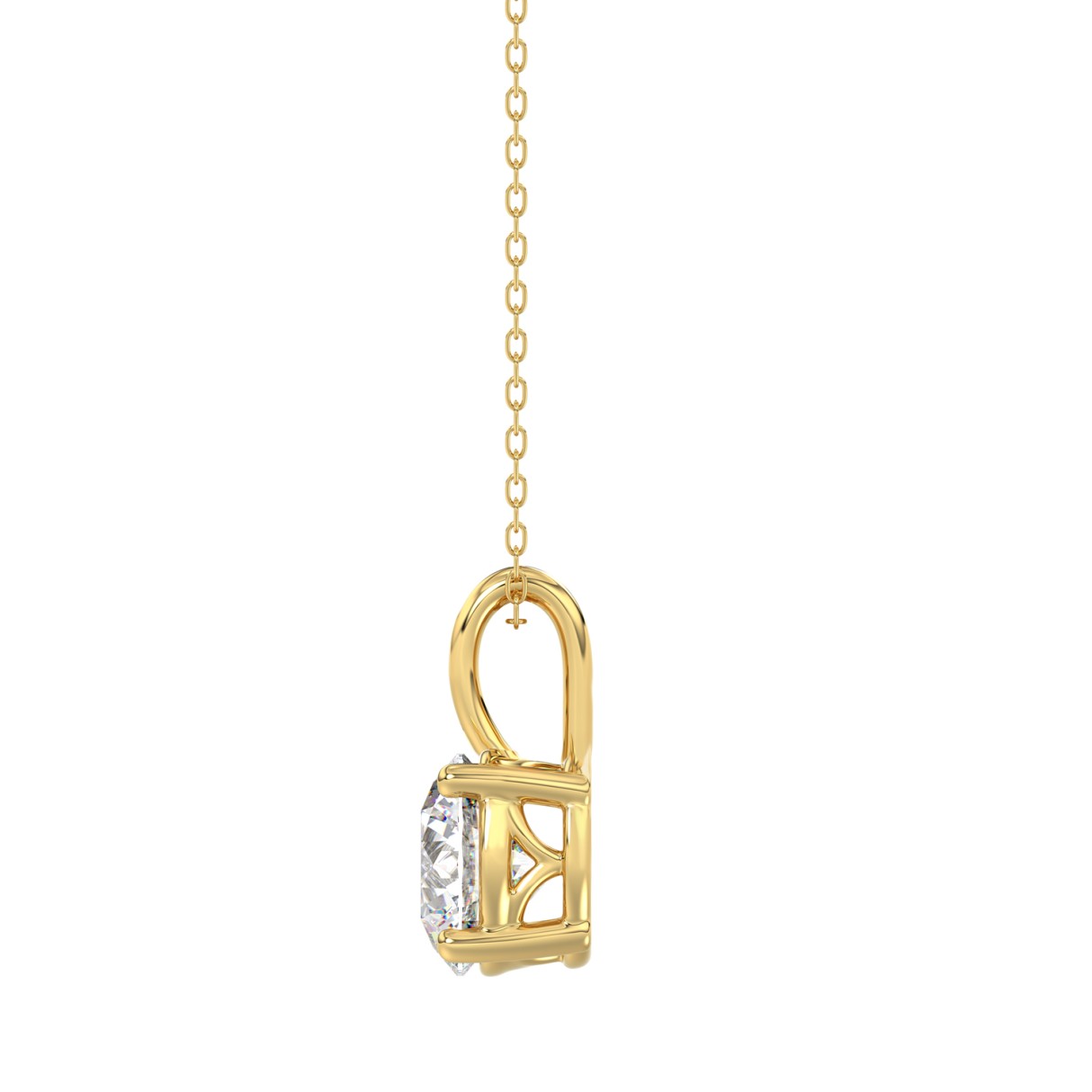 LADIES SOLITAIRE PENDANT WITH CHAIN 1 1/2CT ROUND DIAMOND 14K YELLOW GOLD