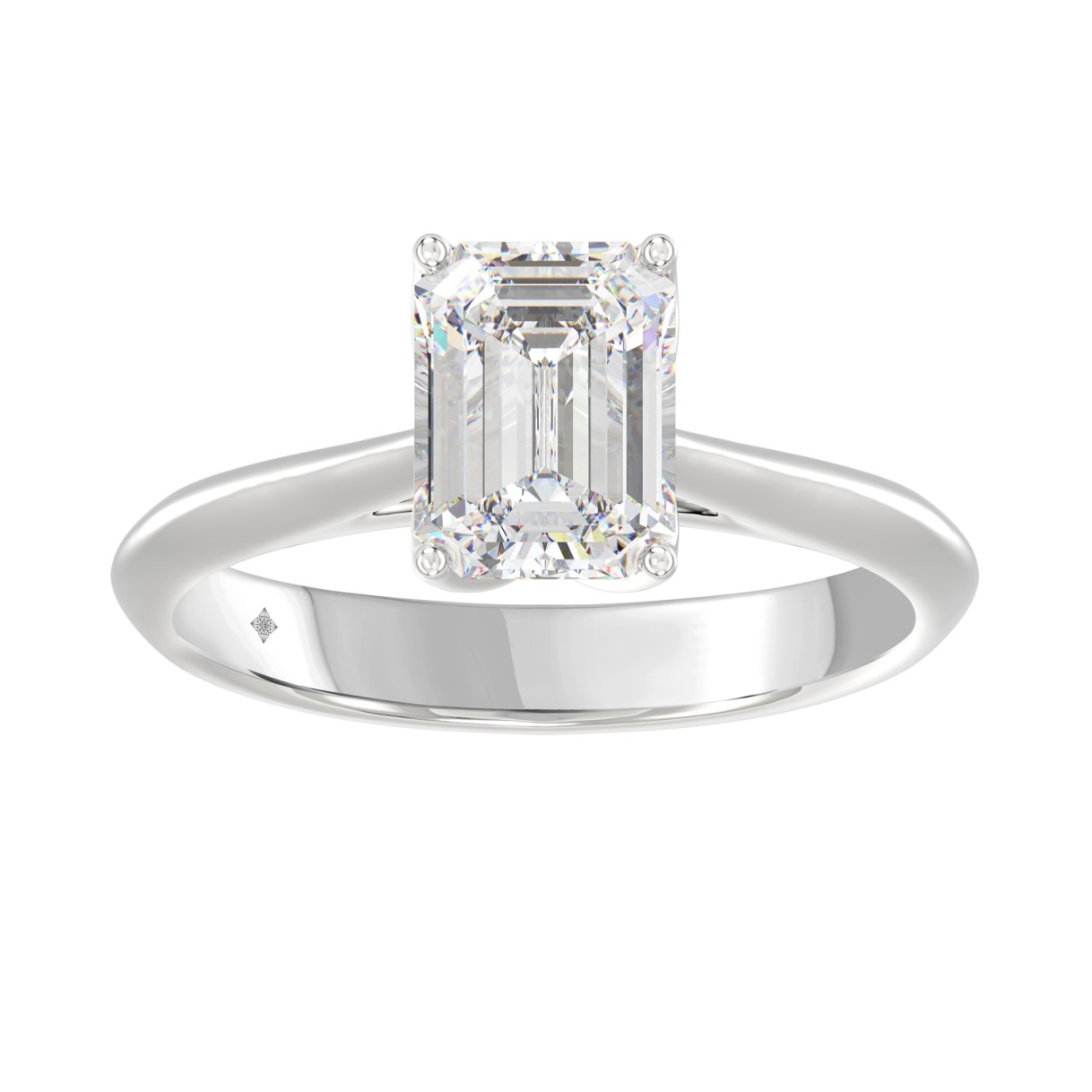 LADIES SOLITAIRE RING 2CT EMERALD DIAMOND 14K WHIT...