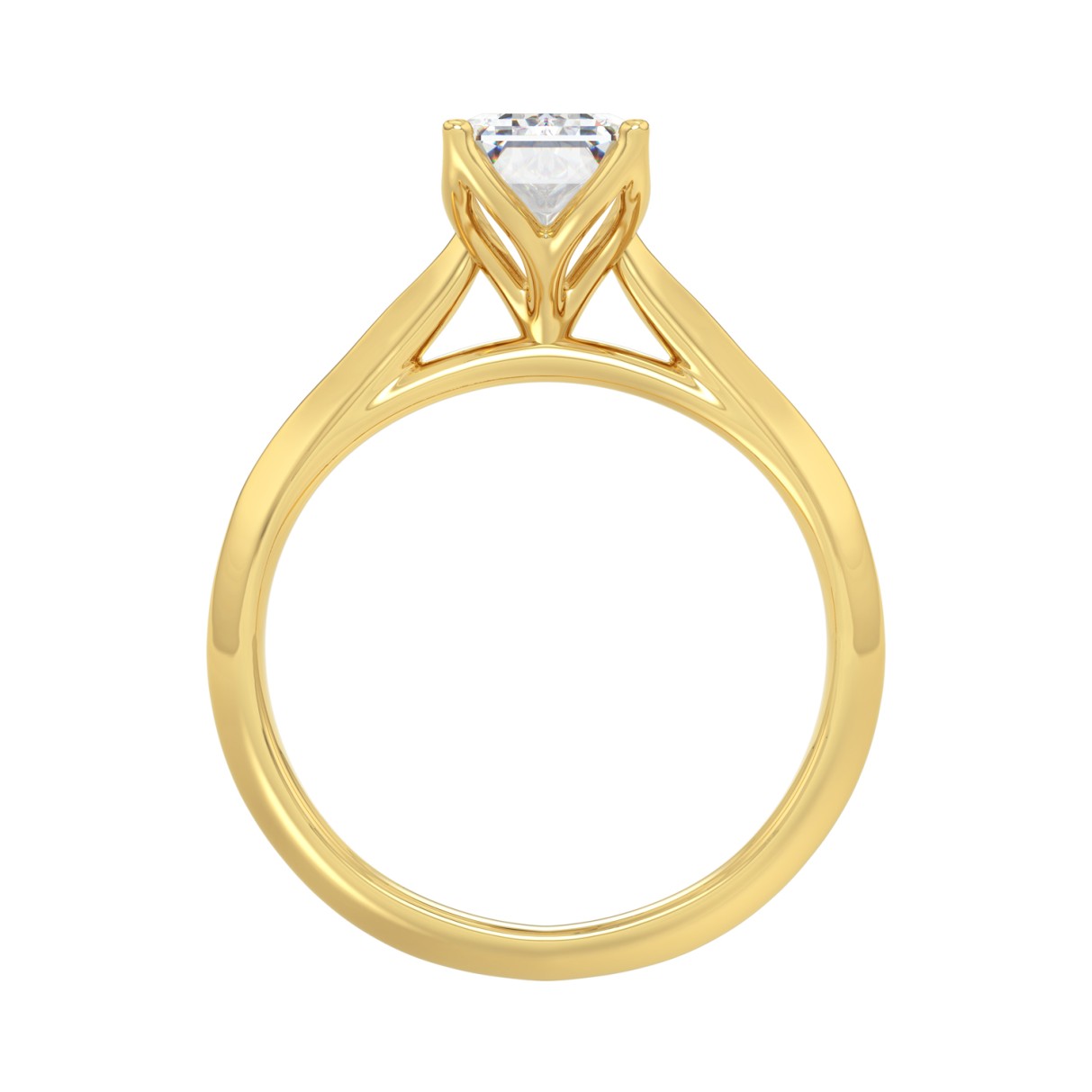 LADIES SOLITAIRE RING 2CT EMERALD DIAMOND 14K YELLOW GOLD