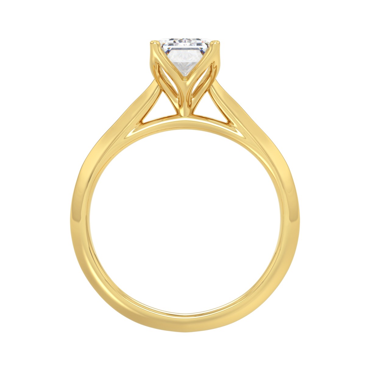 LADIES SOLITAIRE RING 2CT EMERALD DIAMOND 14K YELLOW GOLD