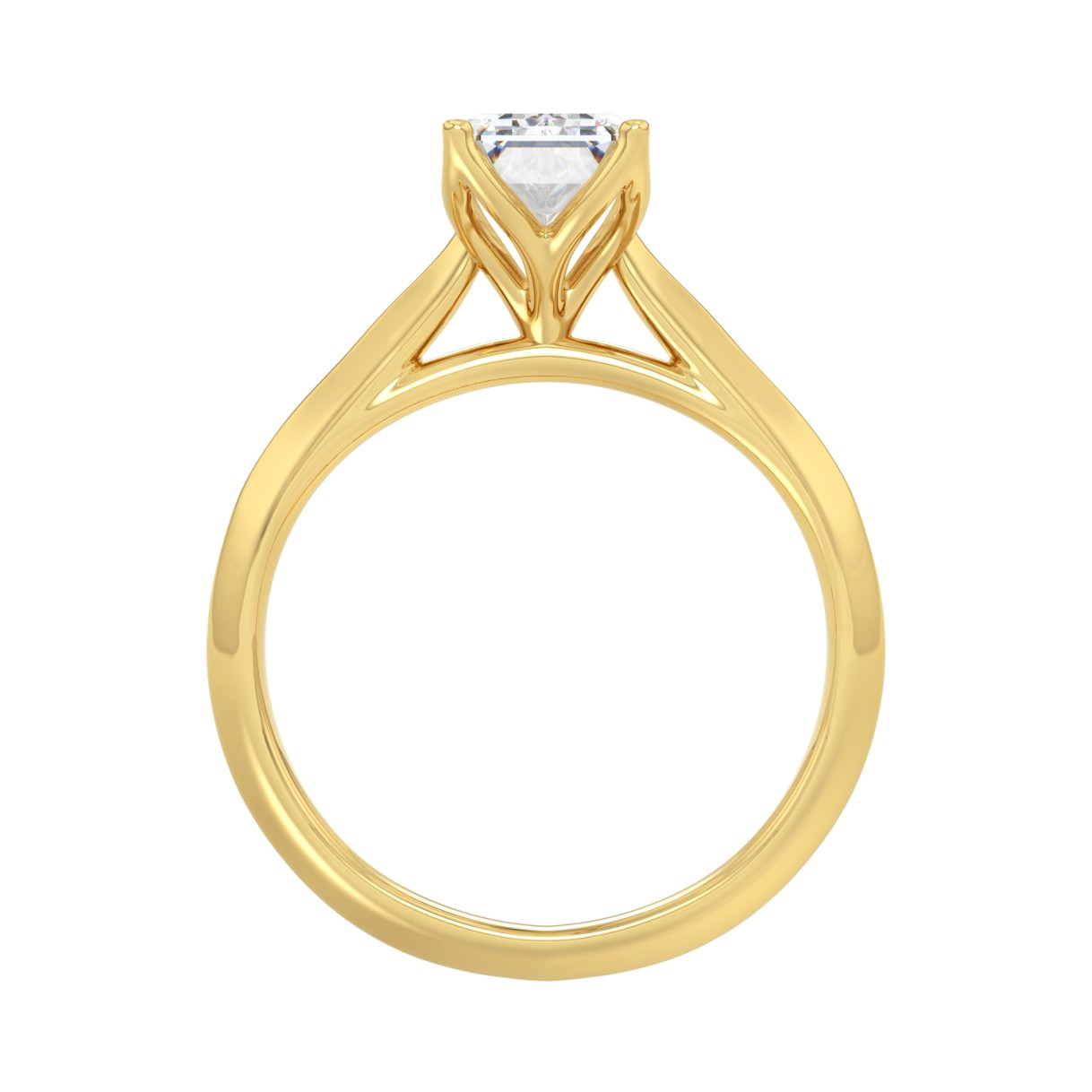 LADIES SOLITAIRE RING 2CT EMERALD DIAMOND 14K YELLOW GOLD