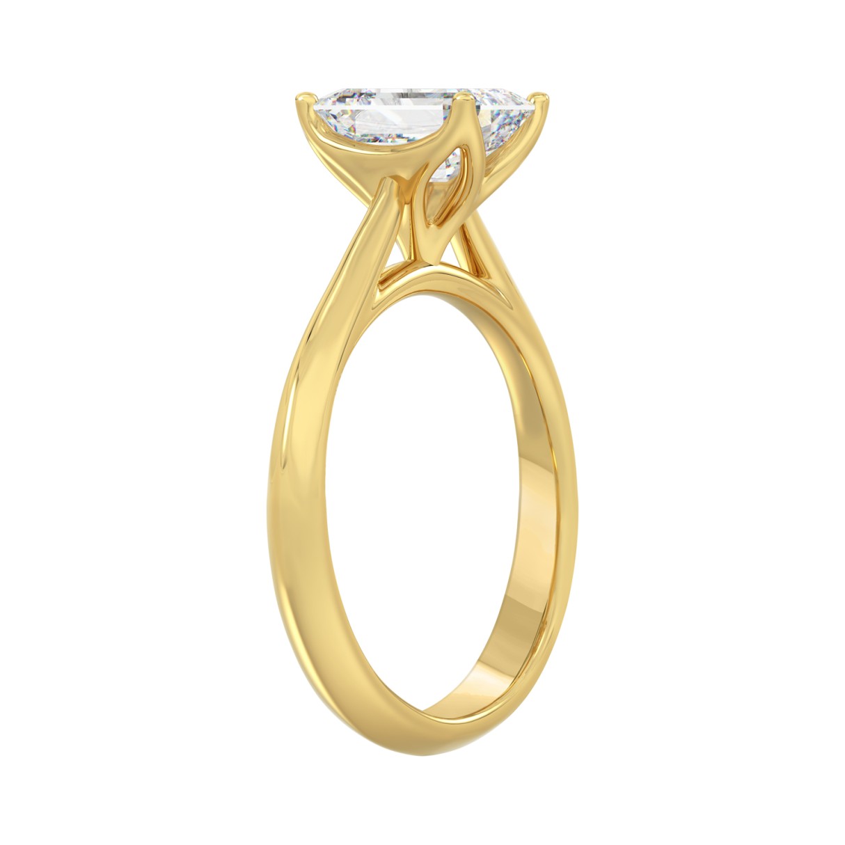 LADIES SOLITAIRE RING 2CT EMERALD DIAMOND 14K YELLOW GOLD