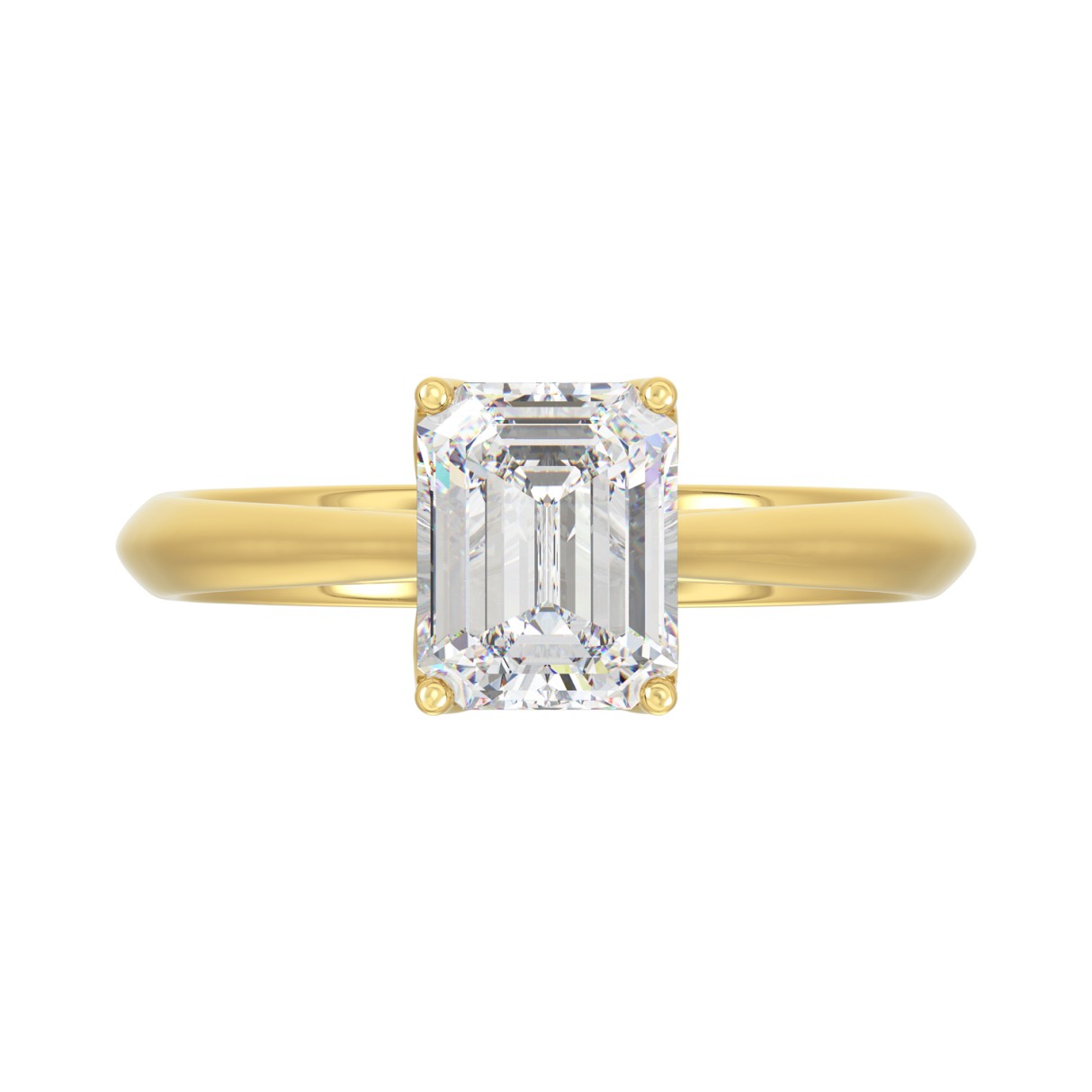 LADIES SOLITAIRE RING 2CT EMERALD DIAMOND 14K YELLOW GOLD