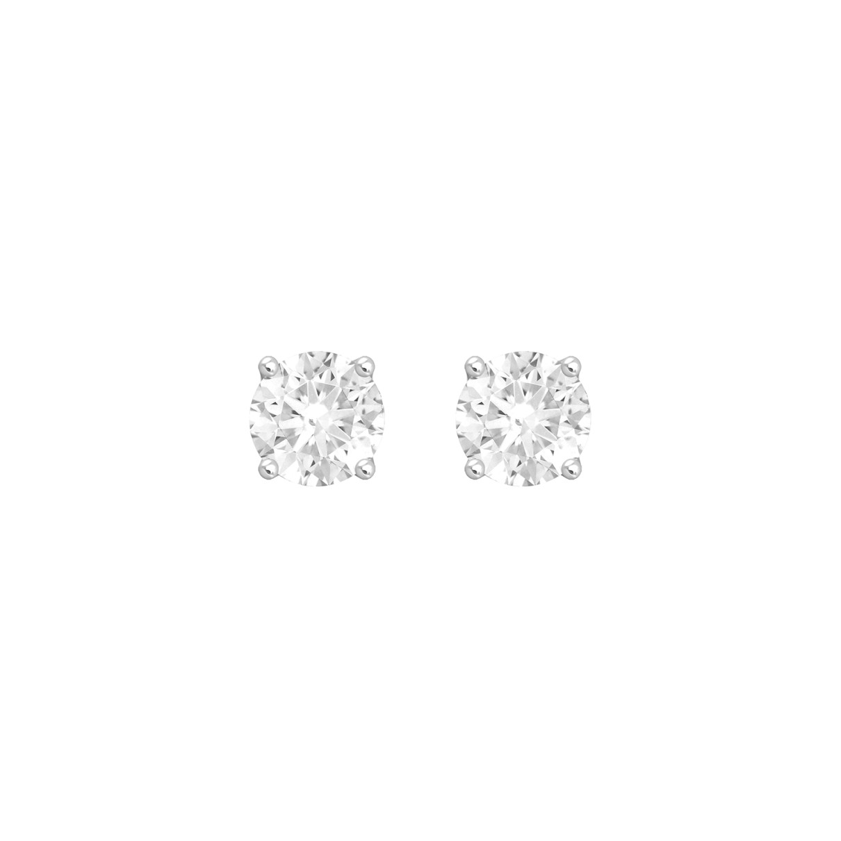 LADIES SOLITAIRE EARRINGS 1/2CT ROUND DIAMOND 14K ...