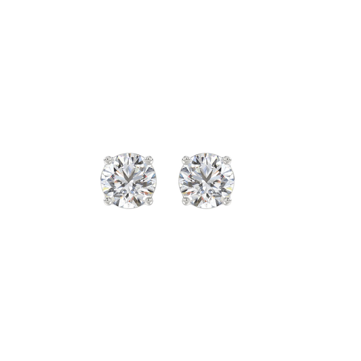 LADIES SOLITAIRE EARRINGS 1/2CT ROUND DIAMOND 14K WHITE GOLD