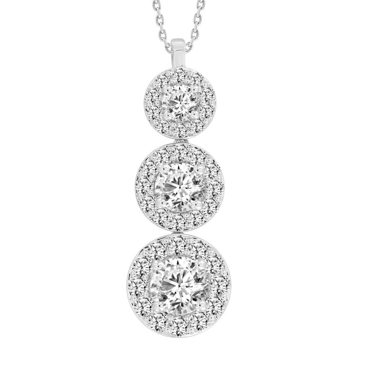 14K WHITE GOLD 3CT ROUND DIAMOND LADIES PENDANT WI...