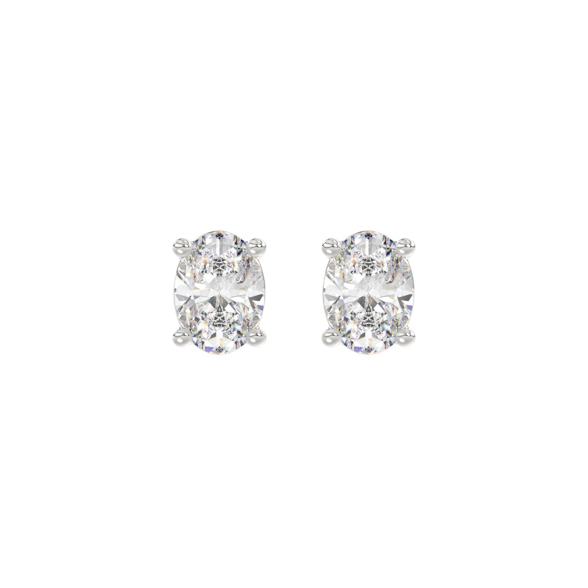 LADIES SOLITAIRE EARRINGS 1 1/2CT OVAL DIAMOND 14K...