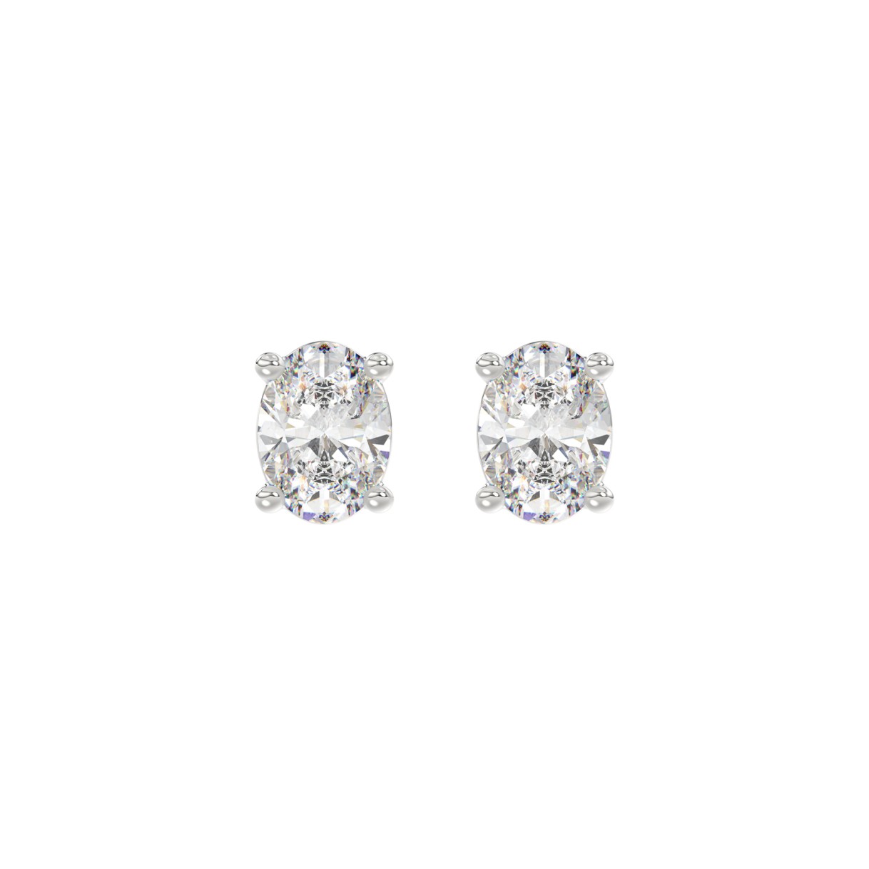 LADIES SOLITAIRE EARRINGS 1 1/2CT OVAL DIAMOND 14K...