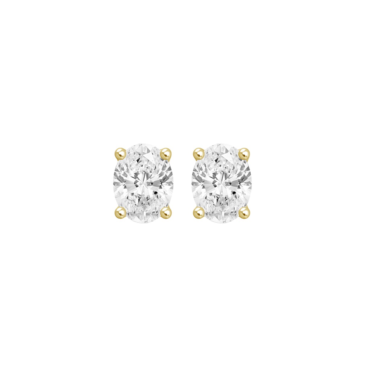 LADIES SOLITAIRE EARRINGS 1 1/2CT OVAL DIAMOND 14K...