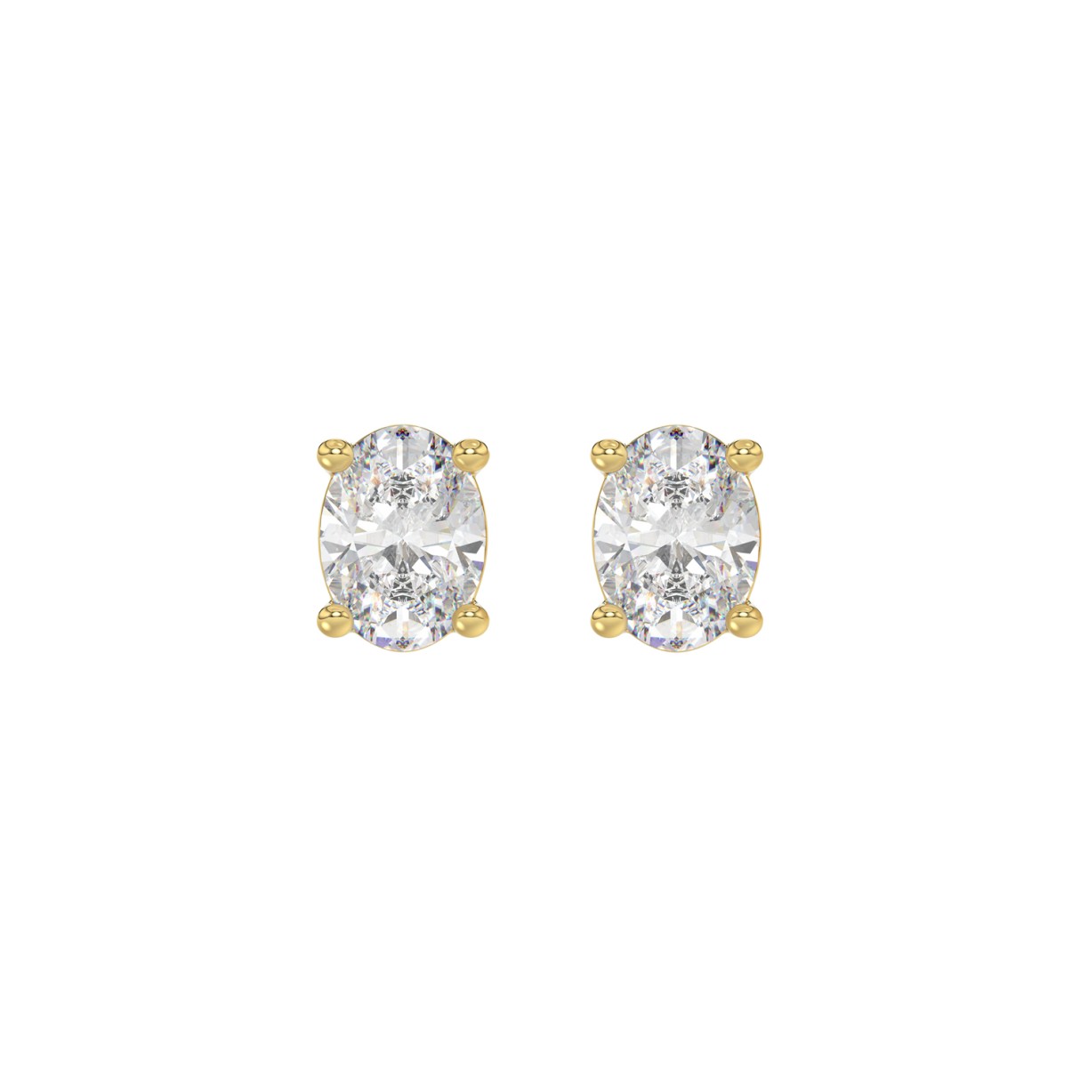 LADIES SOLITAIRE EARRINGS 1 1/2CT OVAL DIAMOND 14K YELLOW GOLD