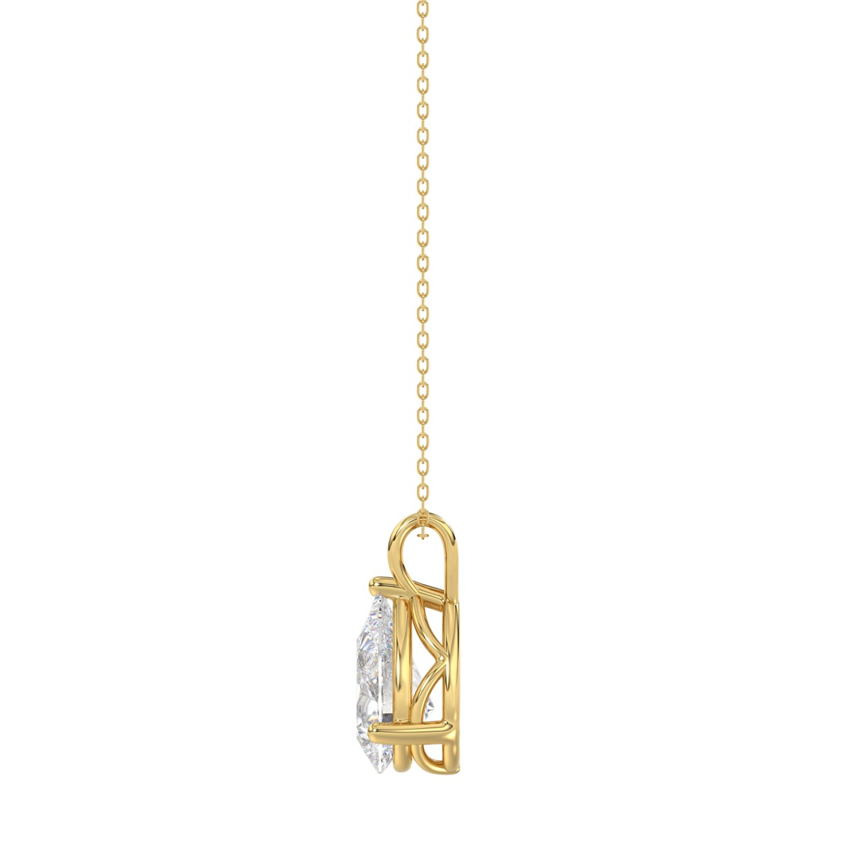 LADIES SOLITAIRE PENDANT WITH CHAIN 1/2CT PEAR DIAMOND 14K YELLOW GOLD