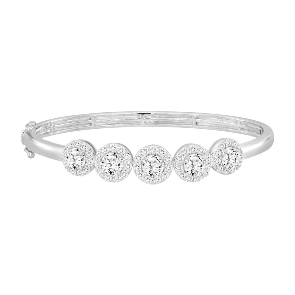 LADIES BANGLE 4CT ROUND DIAMOND 14K WHITE GOLD