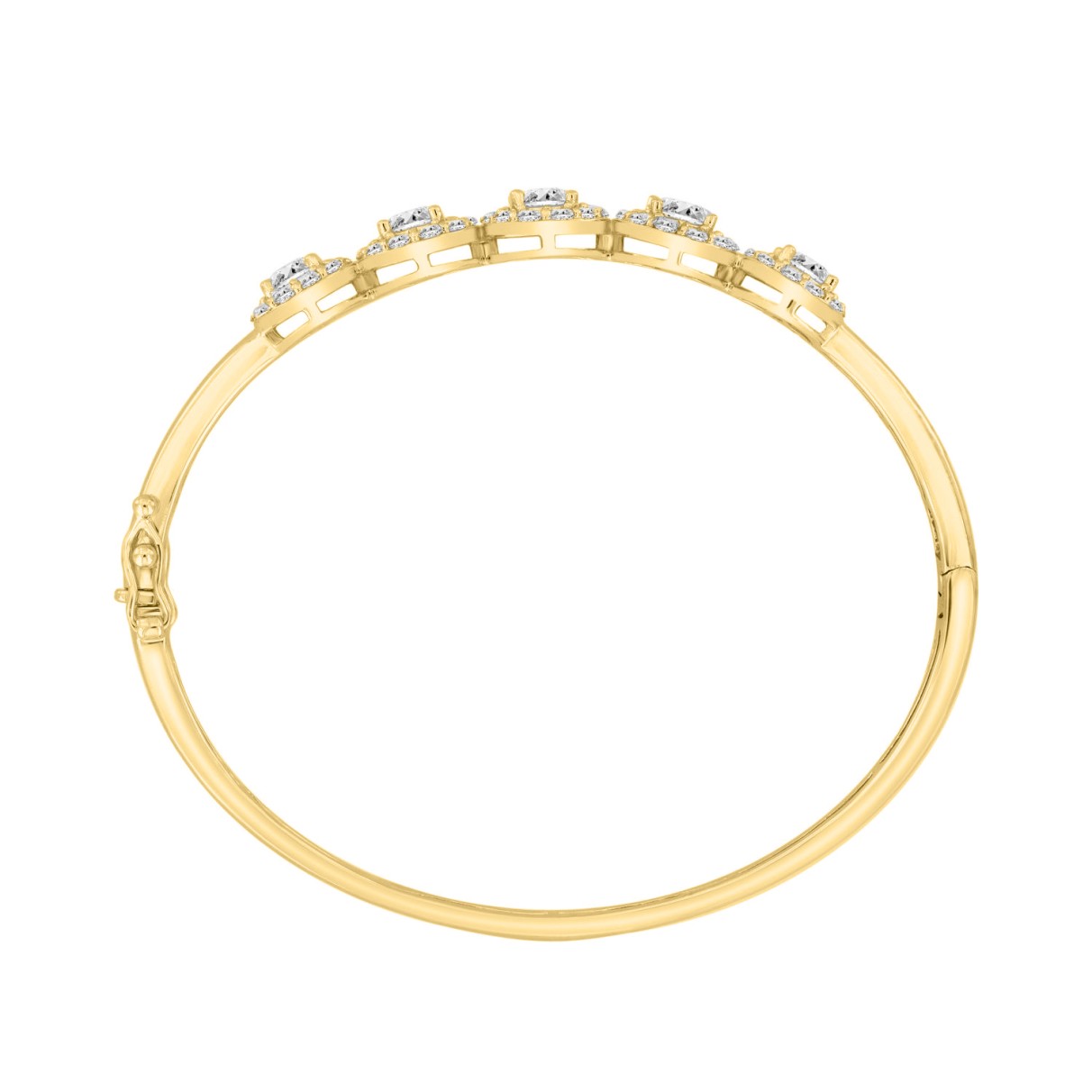 LADIES BANGLE 4CT ROUND DIAMOND 14K YELLOW GOLD