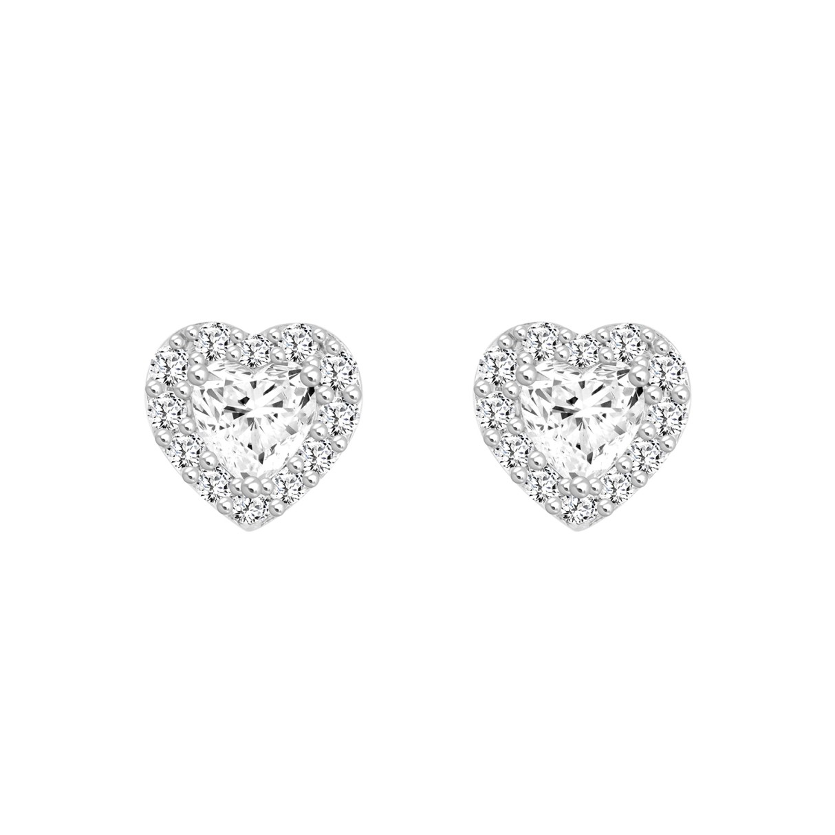 14K WHITE GOLD1 3/8CT ROUND / HEART DIAMOND LADIES EARRINGS (CENTER STONE HEART DIAMOND 1CT )