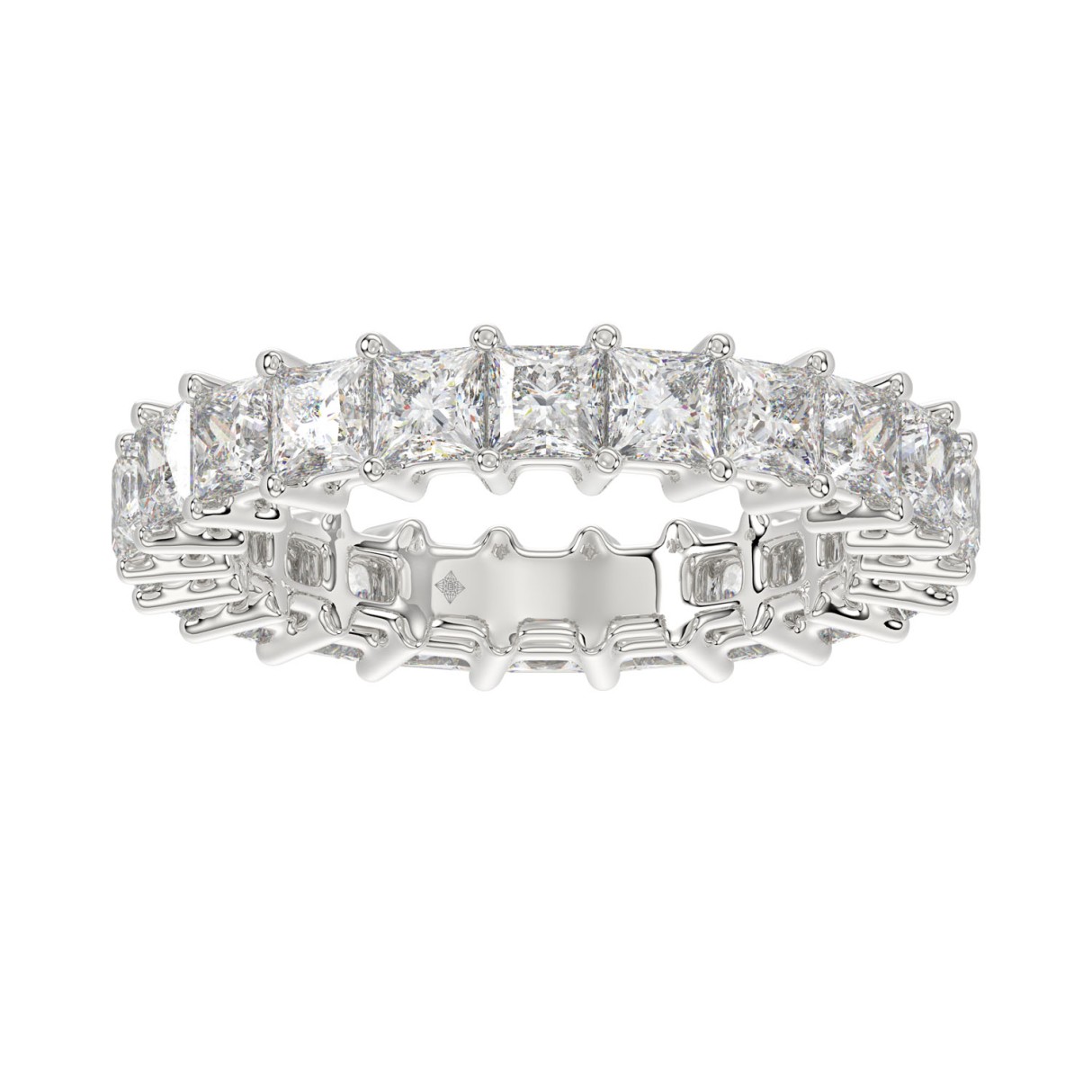 LADIES BAND 3 1/4CT PRINCESS DIAMOND 14K WHITE GOLD