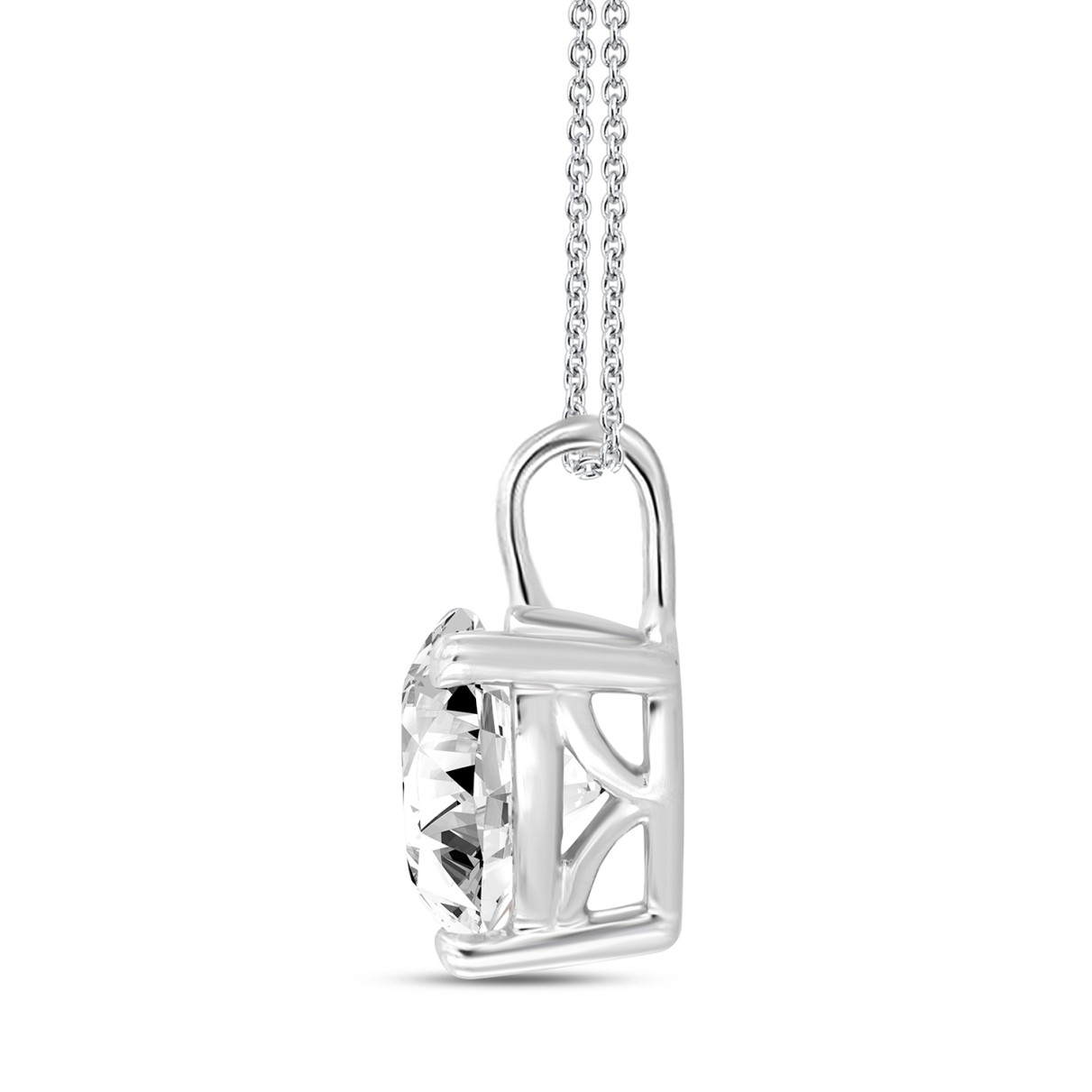 LADIES SOLITAIRE PENDANT WITH CHAIN 1 1/2CT HEART DIAMOND 14K WHITE GOLD