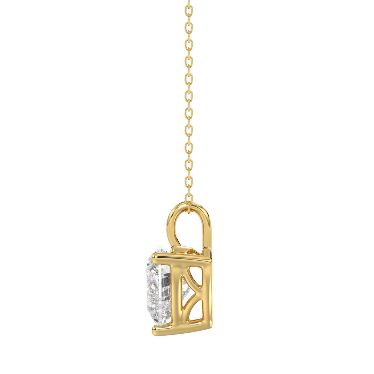 LADIES SOLITAIRE PENDANT WITH CHAIN 1 1/2CT HEART DIAMOND 14K YELLOW GOLD