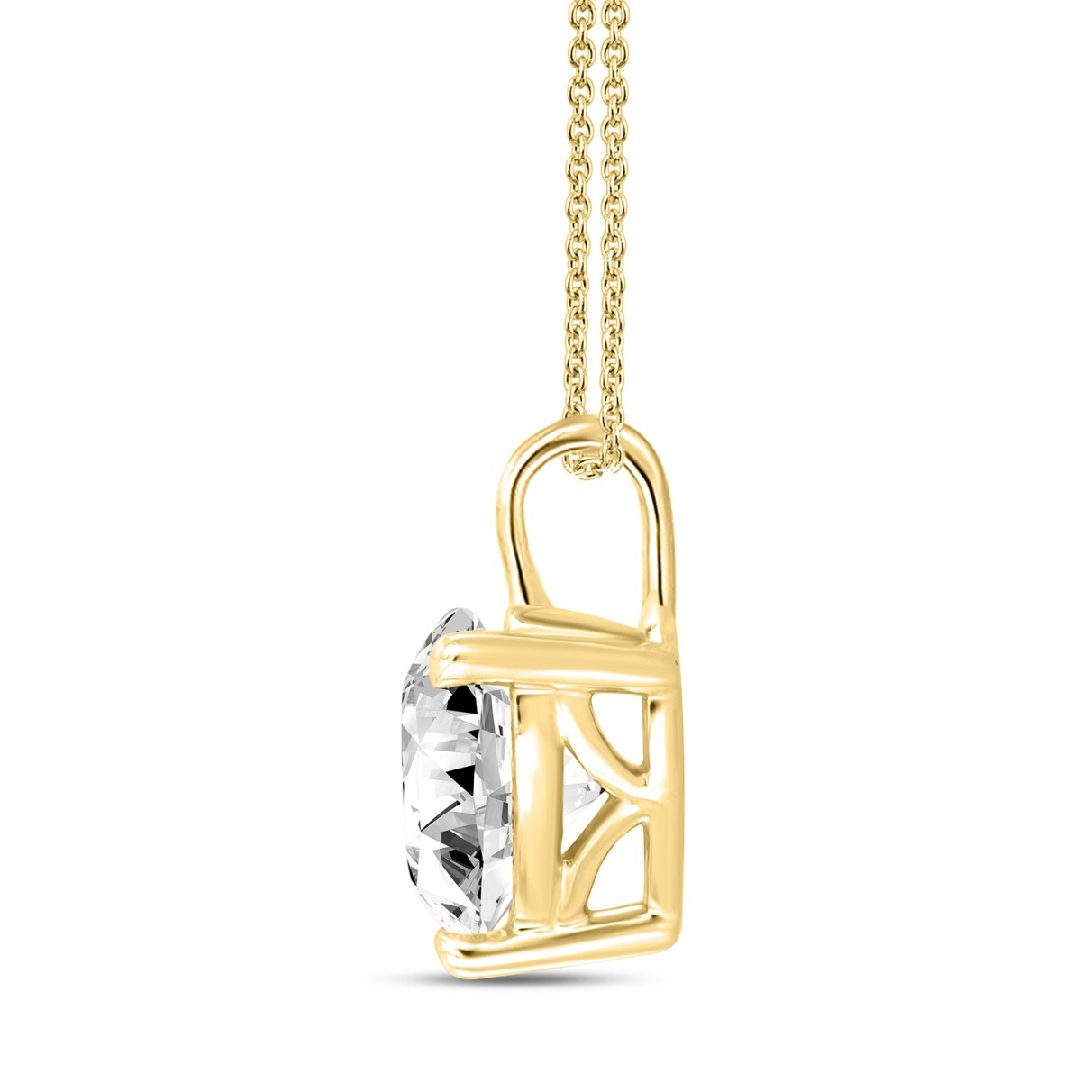 LADIES SOLITAIRE PENDANT WITH CHAIN 1 1/2CT HEART DIAMOND 14K YELLOW GOLD