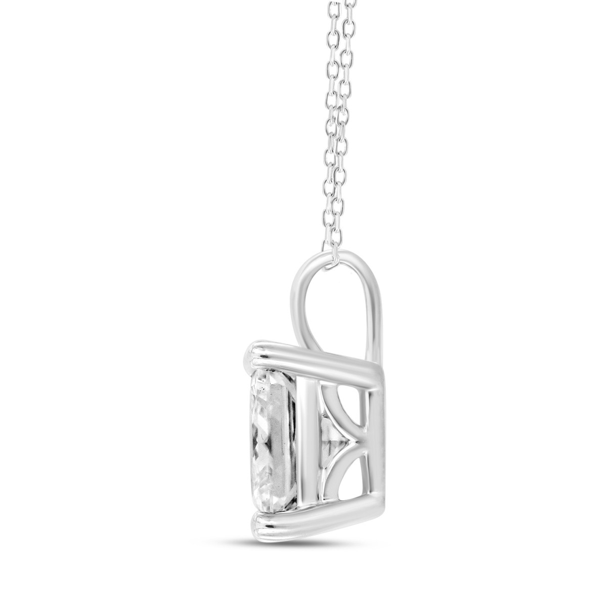 LADIES SOLITAIRE PENDANT WITH CHAIN 2CT PRINCESS DIAMOND 14K WHITE GOLD