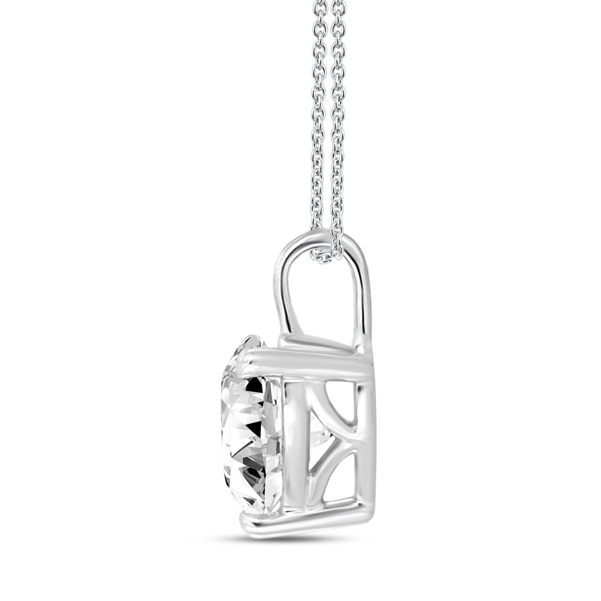 LADIES SOLITAIRE PENDANT WITH CHAIN 1/2CT HEART DIAMOND 14K WHITE GOLD