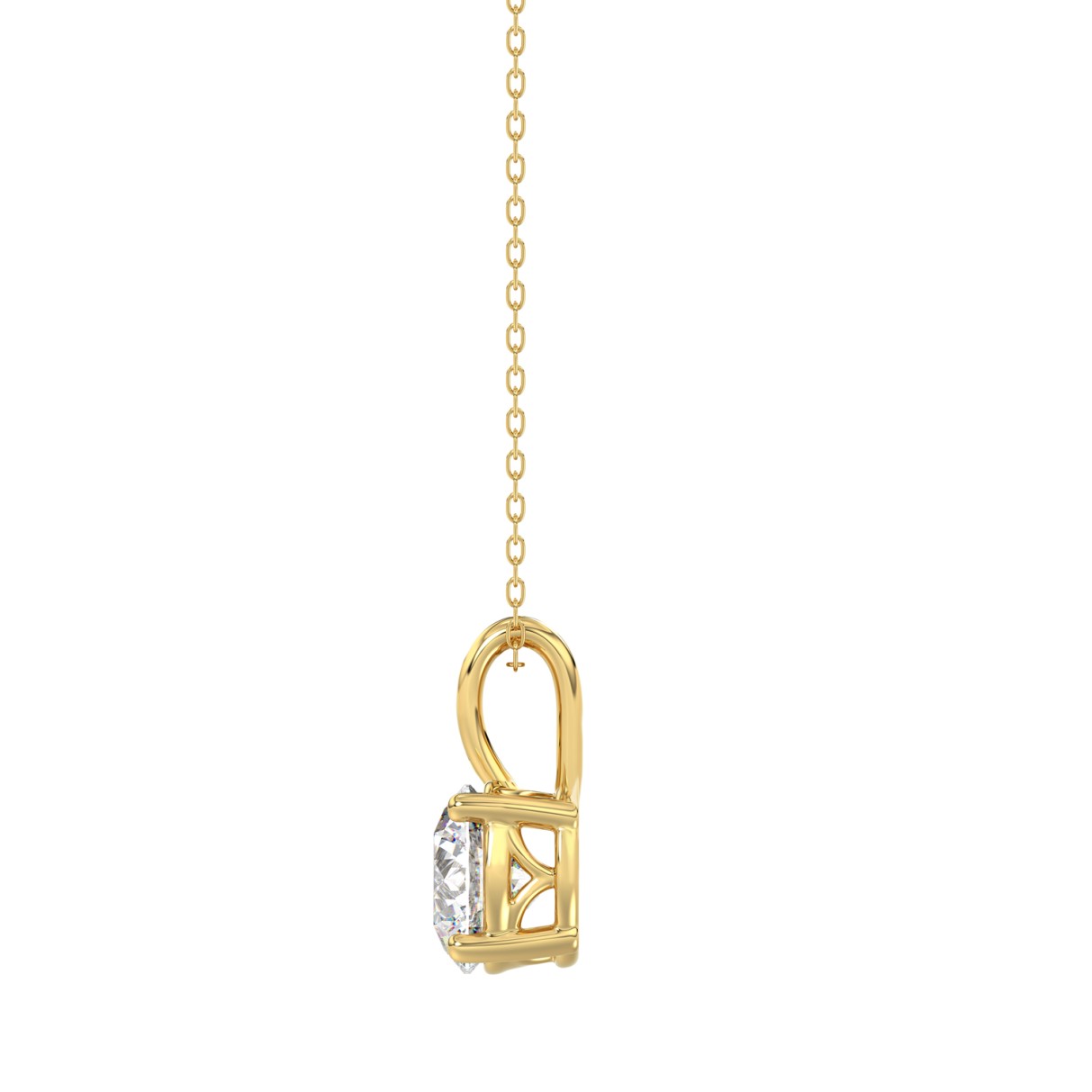 LADIES SOLITAIRE PENDANT WITH CHAIN 1/2CT ROUND DIAMOND 14K YELLOW GOLD