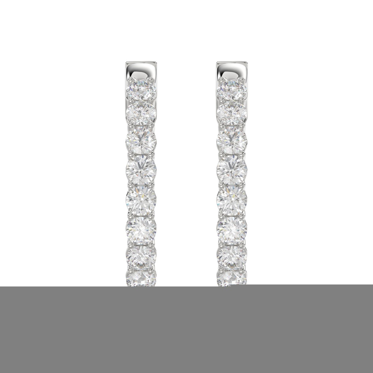 LADIES HOOP EARRINGS 5CT ROUND DIAMOND 14K WHITE GOLD