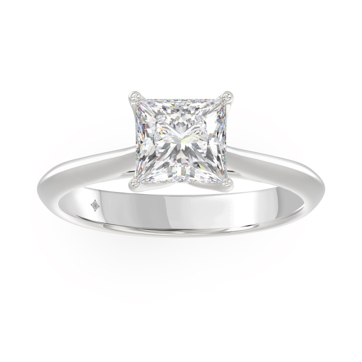 LADIES SOLITAIRE RING 1 1/2CT PRINCESS DIAMOND 14K WHITE GOLD