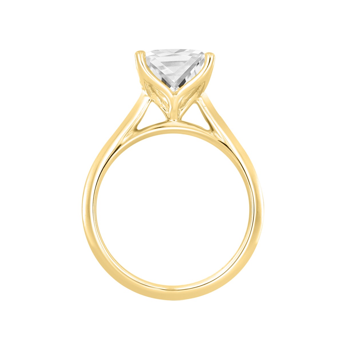 LADIES SOLITAIRE RING 1 1/2CT PRINCESS DIAMOND 14K YELLOW GOLD