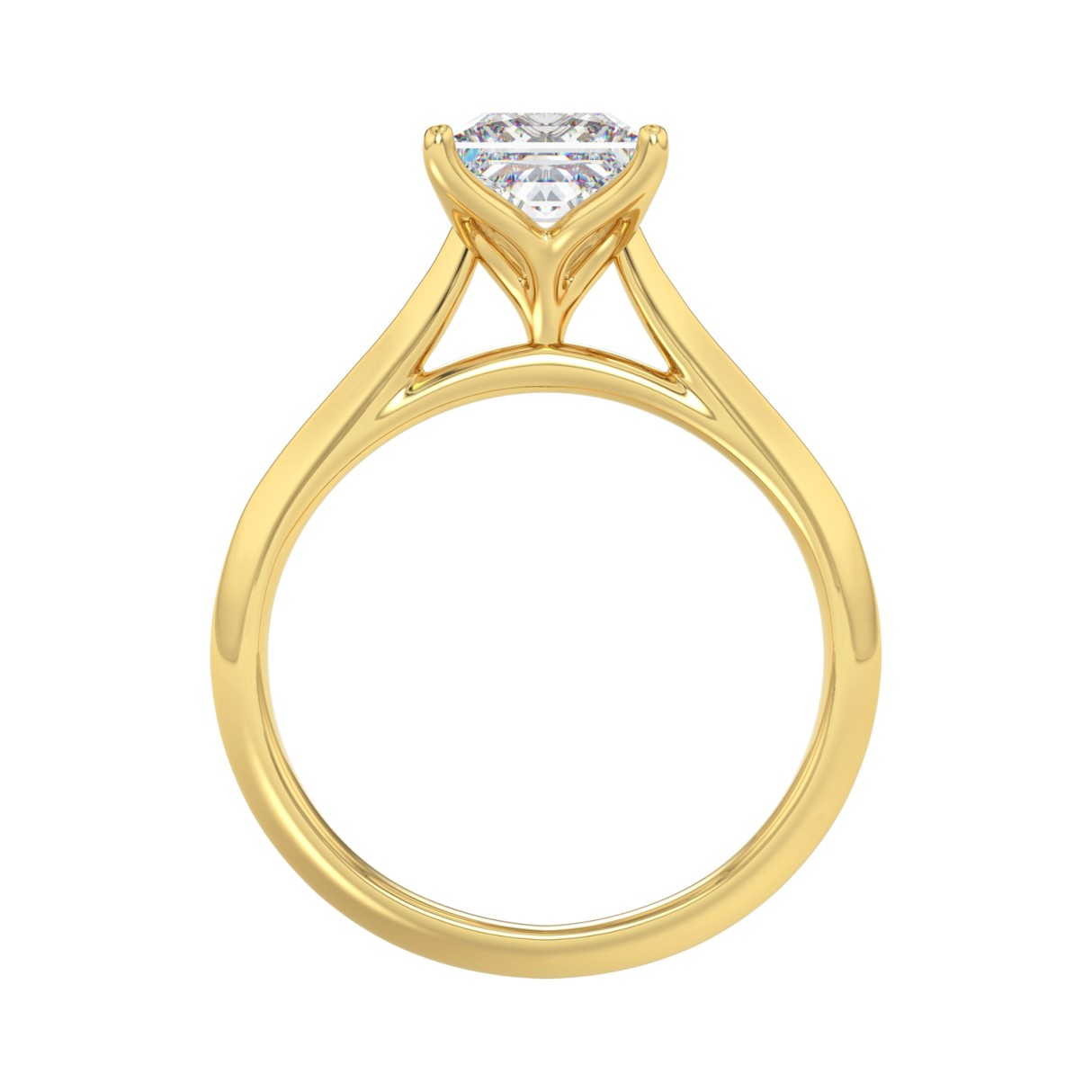 LADIES SOLITAIRE RING 1 1/2CT PRINCESS DIAMOND 14K YELLOW GOLD