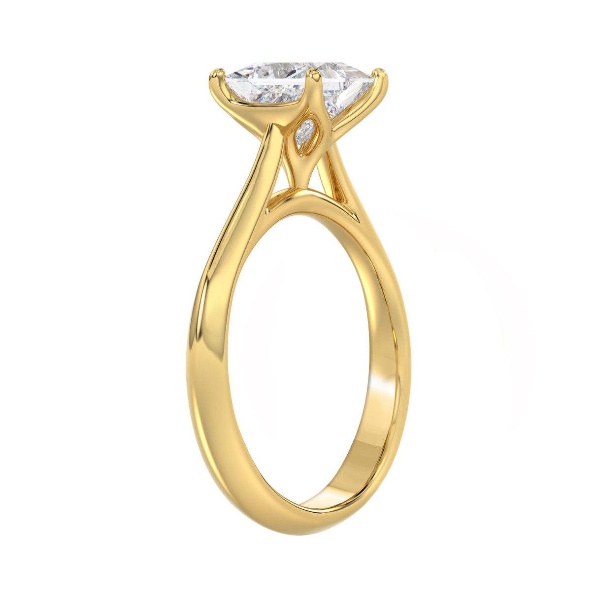 LADIES SOLITAIRE RING 1 1/2CT PRINCESS DIAMOND 14K YELLOW GOLD