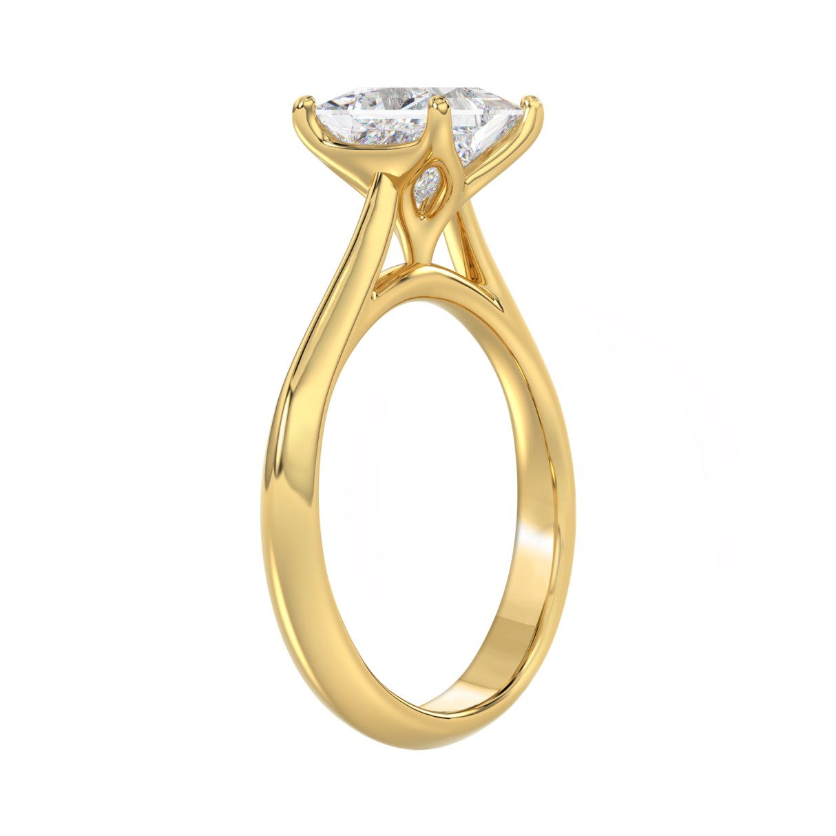 LADIES SOLITAIRE RING 1 1/2CT PRINCESS DIAMOND 14K YELLOW GOLD