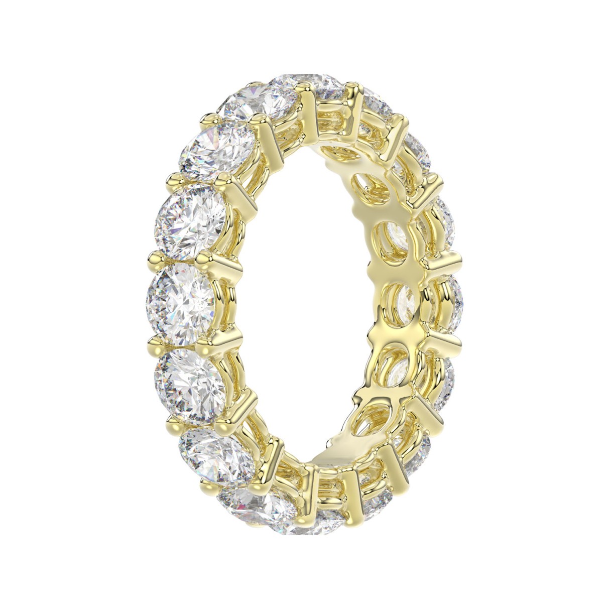 LADIES ETERNITY BAND 5CT ROUND DIAMOND 14K YELLOW GOLD