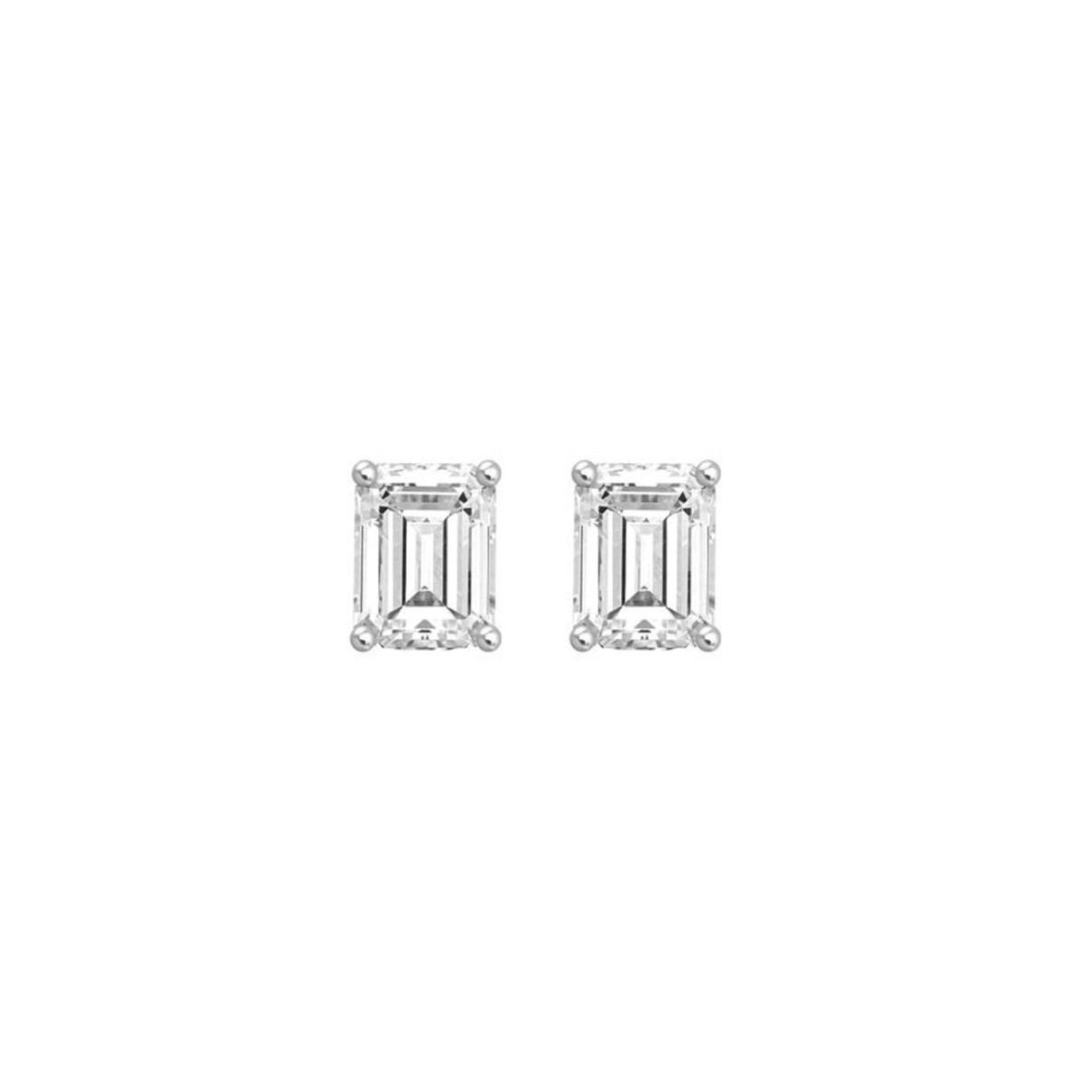 LADIES SOLITAIRE EARRINGS 3CT EMERALD DIAMOND 14K ...