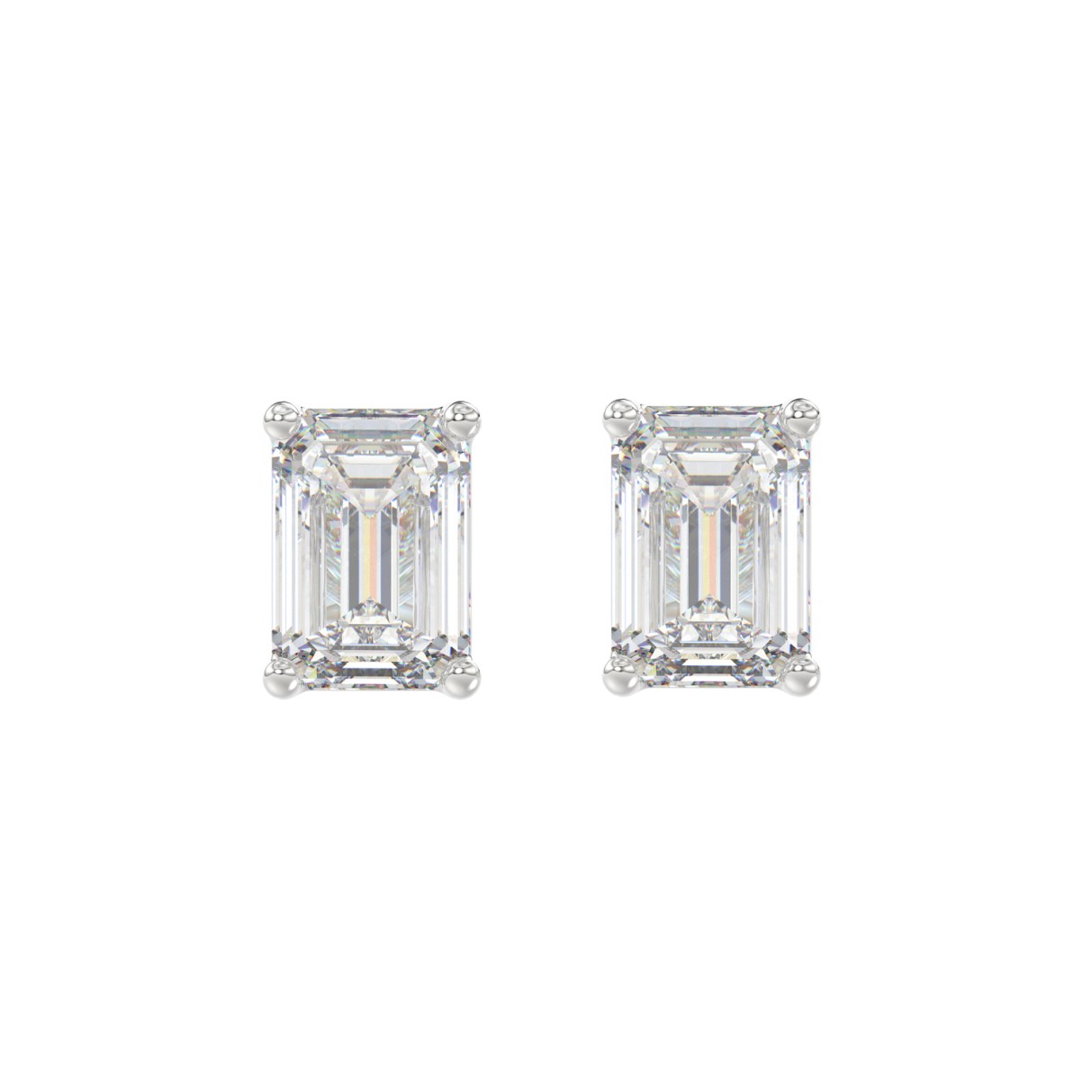 LADIES SOLITAIRE EARRINGS 3CT EMERALD DIAMOND 14K ...