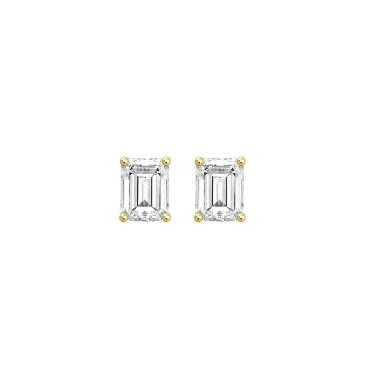 LADIES SOLITAIRE EARRINGS 3CT EMERALD DIAMOND 14K ...