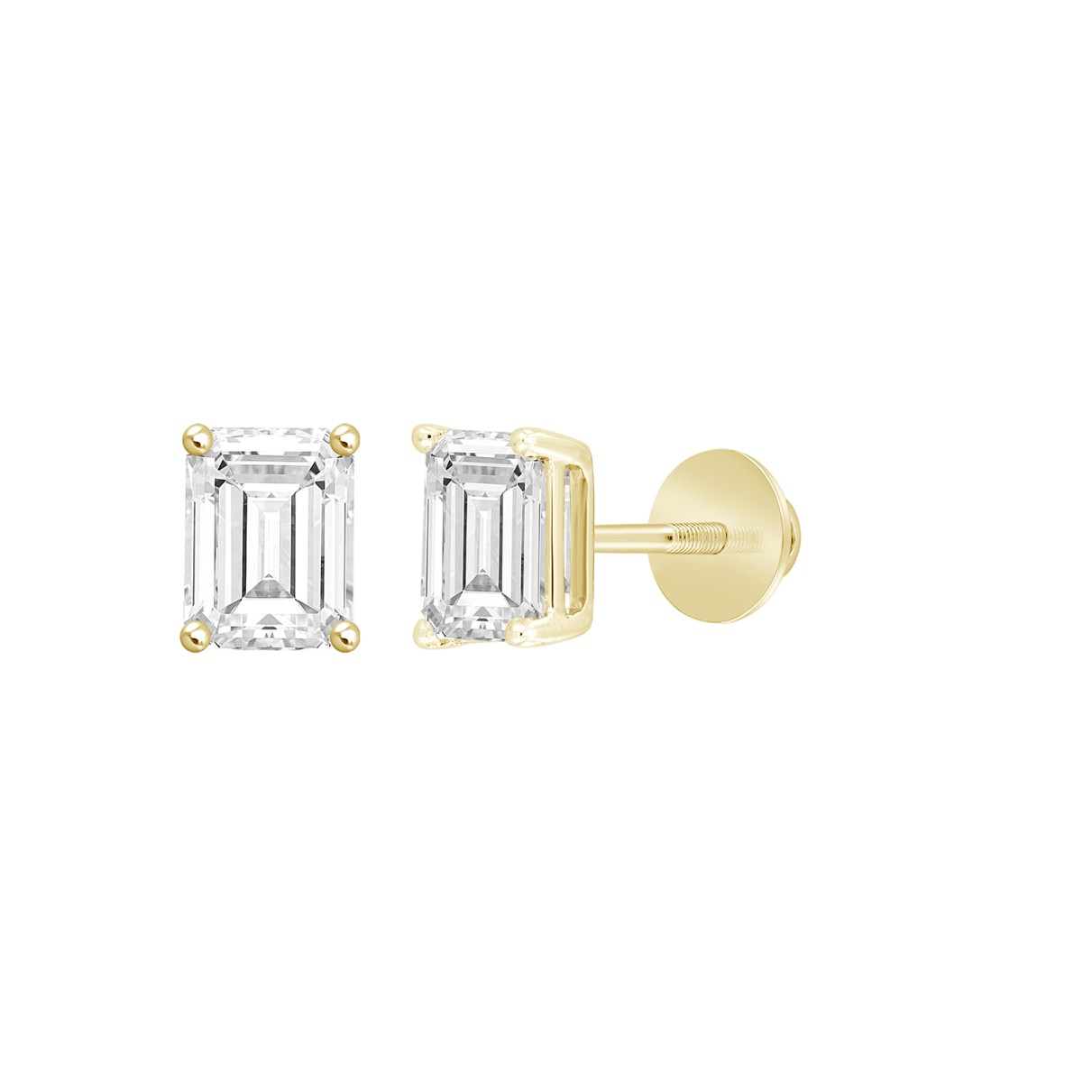 14K YELLOW GOLD 3CT EMERALD DIAMOND LADIES EARRINGS