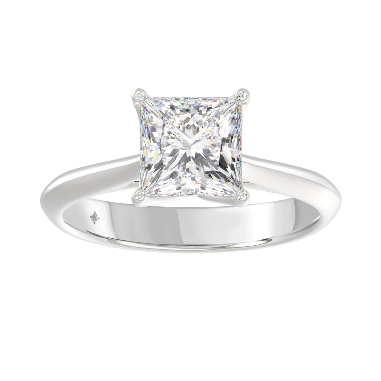 LADIES SOLITAIRE RING 2CT PRINCESS DIAMOND 14K WHI...