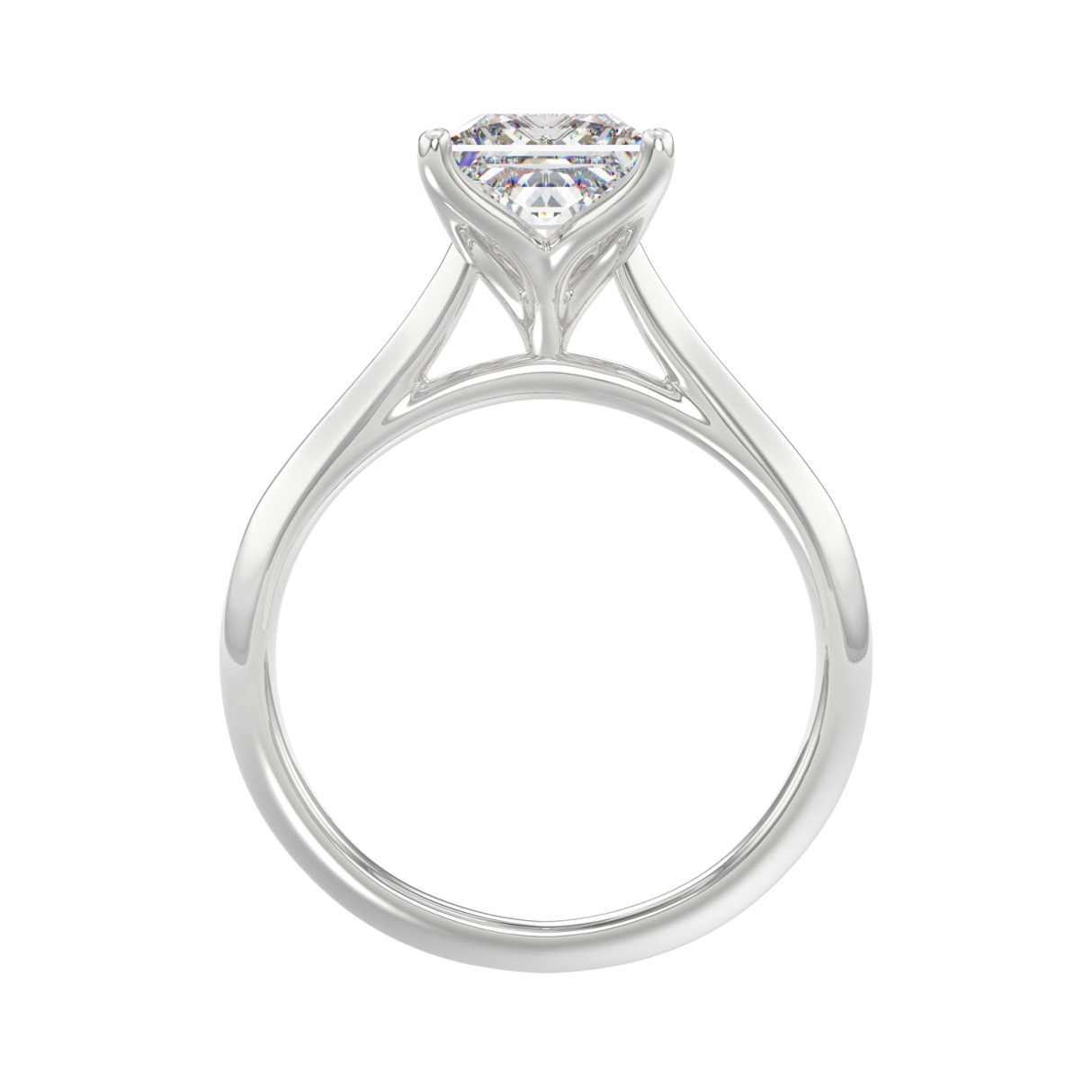 LADIES SOLITAIRE RING 2CT PRINCESS DIAMOND 14K WHITE GOLD